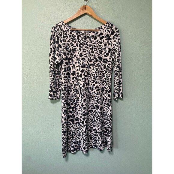 Tommy Bahama Women's Cheetah Print Knee Length Long Sleeve Dress Size Small - Picture 2 of 9